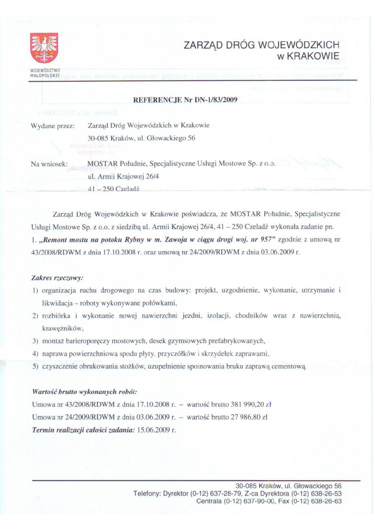 Remont mostu na potoku Rybny w m. Zawoja